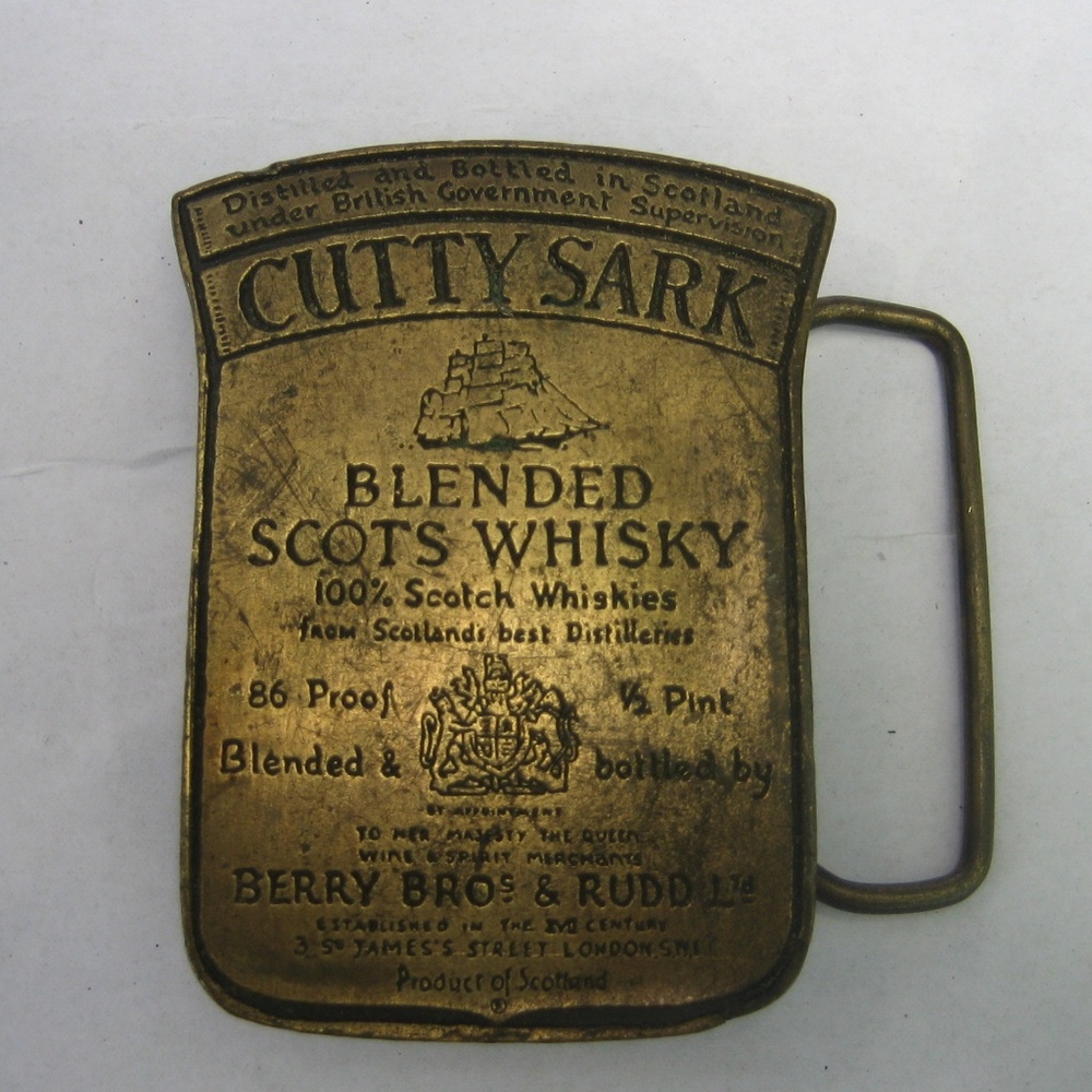 Vintage Men's Brass Scot's Distiller Themed Buckle